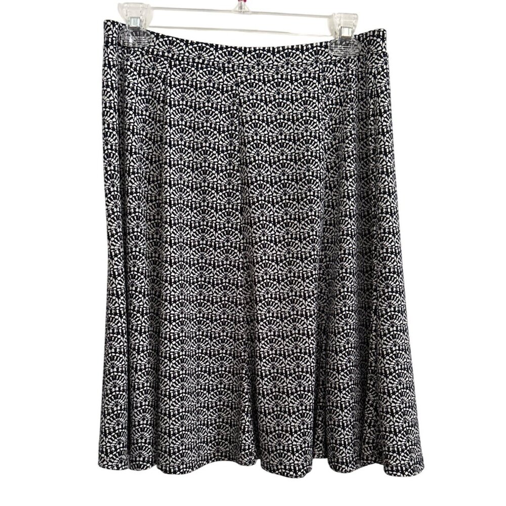 Liz Claiborne Black White Geometric Print A Line Skirt Stretch Womens Size S